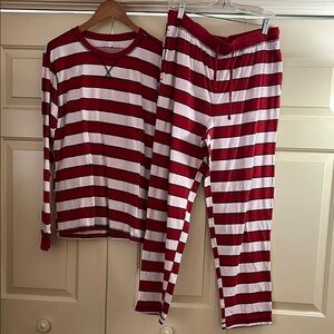 Eddie Bauer Men’s Pajama Set in Red and White Stripes